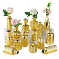 NUPTIO Vase for Wedding Centrepiece: Set of Bud Glass 15 Small Gold