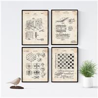 Nacnic VINTAGE - Pack of sheets with PATENTS of games. Set 4 250