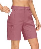 MAGCOMSEN Women's Outdoor Shorts Lightweight Quick Dry Casual Pink,XL