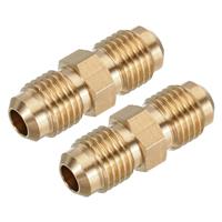 sourcing map Tube Coupler, Flare Flare Male Brass 1/4" x 1/4" 4