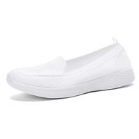 Wryweir Women Slip on Trainers Lightweight Walking Loafers,4 White