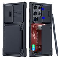 Vizvera for Samsung Ultra Case with Card Galaxy S24 S24 5G 6.8"-Black