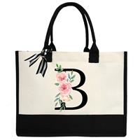 sundee Personalized Initial Canvas Beach Bag, Canvas Tote Bag with