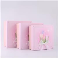 Square Gift with Organza Pink Box bow,3 Pink (Large/Medium (Pink)