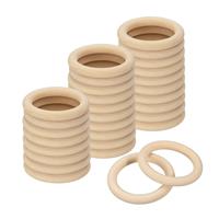 sourcing map Natural Wood Rings, Thick 30Pcs 70mm(2.8-inch) 10mm