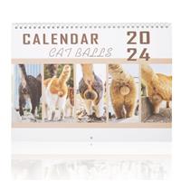 Cat Balls Calendar Funny Month Wall Calendar January-December 2024, 12