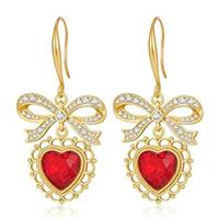 Bow Heart Earring For Women Ribbon Earring Ruby LILIE&WHITE Gold Gold