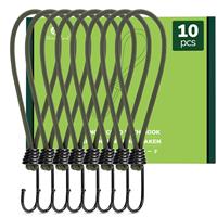 Abma Cord Bungee Cords with Hooks Bungee 23cm 10Pcs Small Fixing Green