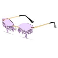 YAMEIZE Vintage Teardrop Shape for - Sunglasses Rimless Glasses UV400
