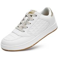 STQ Ladies Trainers Womens Tennis Shoes White Walking White Gold 7.5