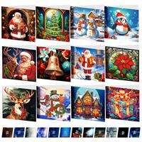 JSRQT Pack Diamond DIY Painting Cards Christmas Card with 12 Xmas