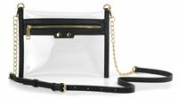 Clear Zipper Purse Stadium Approved Women Chain Crossbody Bag black