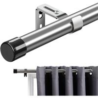 Curtain Poles with Cap Finials to Silver Curtain Pole with 76 198 cm,