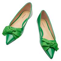 C.Paravano Womens Bow Tie Ballet Pumps | Pointed Toe Ballet Flat Green