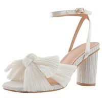 COOLCEPT Women Elegant Pleated Bow Bridal Sandals Block High Heel 38