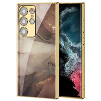 FODDOM for Samsung Ultra Case S23 Luxury 9H Glass Galaxy S23 5G Gold)