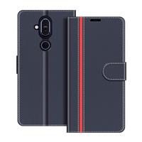 COODIO Phone Case For Nokia Magnetic Flip Leather 8.1, 8.1 Blue/Red