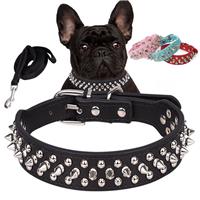 Spiked Dog Collar Leash Set Rivet Spike XS Small Medium Large Pink