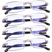 TERAISE Reading Fashion Light 4pcs Glasses Anti-Blue Glasses(3.5X)