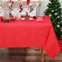 smiry Christmas Table Cloth Wipe Clean Wipeable 140x200 cm, Xmas Red