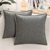 decorUhome Set of Linen Cushion Covers 2 60X60cm, large 24x24