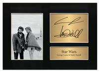 Zulu Image George Lucas & Mark Hamill Signed Star Wars A4 No68, Black