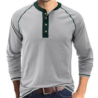 Mens Henley Long Sleeve T Shirts Casual Plain Shirt Tops Tshirt Men