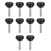 sourcing map Metric Male Thread Knurled M5 x 25mm 21mm Black 10