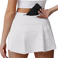 Husnainna High Waisted Pleated Tennis Skirt with 018BZQ-White/f12