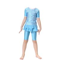 CaptainSwim Kid's Short Sleeve Swimsuit Muslim Blue, Height:100-130cm)