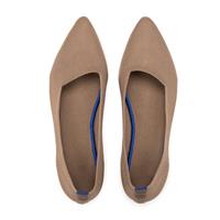 Womens Pointed Toe Ballet Flat Knit Dress Shoes Low Wedge Flat Shoes