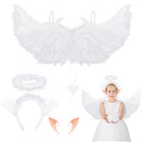 DPKOW Angel Costume Angel Wings and Halo Adult White White Pixie 4