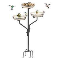 Giyiprpi Garden Birdbaths Bird Bath with Bowl, Free 3 Drinking (White)