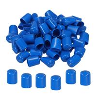 sourcing map Rubber End Caps Cover Vinyl Screw Thread 30pcs 21mm Blue