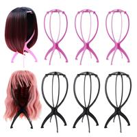 JUNMEIDO Pack Wig Stands Collapsible Wig Head 8 14inch （Black/Pink）