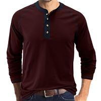 Mens Henley Long Sleeve T Shirts Casual Plain Shirt Tops Tshirt Men