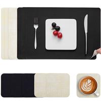 Myir JUN Placemats and Coasters Set of Place Mats Dual 6, Faux (Black