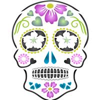 Day of The Dead Sugar Skull Stencil - (S) - Reusable 12.5 x 16.5cm