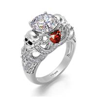 Jeulia ct Heart Cut Diamond Skull Rings for Women 2.55 GiftBox