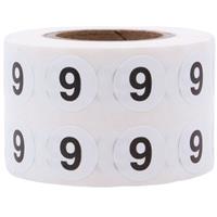 Number Stickers mm Inch Round Count 9 12.7 0.5 1000