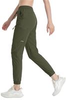 MAGCOMSEN Women's Trousers Adjustable Waist Pants Softshell Green