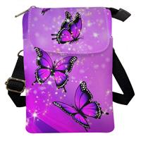 Kuiaobaty Purple Butterfly Print Crossbody Purse Handbag Small