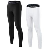 HYCOPROT Men's Compression Pants Athletic Tight,Leggings Black-White