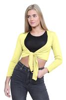 janisramone Women's Cardigans, Plain Long Sleeve Bolero Yellow
