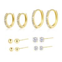 Pairs Stud Earrings Set for Multiple 6 Gold Small 14K Gold 925