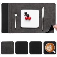 Myir JUN Placemats and Coasters Set of Place Mats Dual 4, Faux (Black