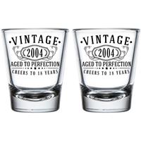 Vintage Printed Shot - Birthday Aged to 2pk 2004 2oz Glasses 18th 18
