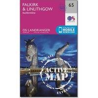 Landranger Active 65 Falkirk & Linlithgow, Dunfermline Map With Digital Version, Pink