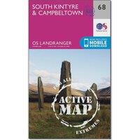 Landranger Active 68 South Kintyre & Campbeltown Map With Digital Version, Pink