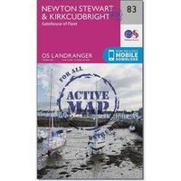 Landranger Active 83 Newton Stewart & Kirkcudbright, Gatehouse of Fleet Map With Digital Version, Pink